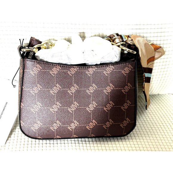 2-Nicole Miller Handbags, 1 Shiny Gold, One Brown Patterned w/ Chain Strap, NWT - Picture 3 of 8